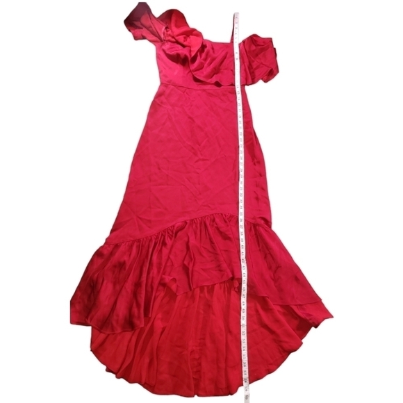 NWT Jill Jill Stuart Red Cold Shoulder Ruffle Hi Low Dress Size 6 - Picture 8 of 12